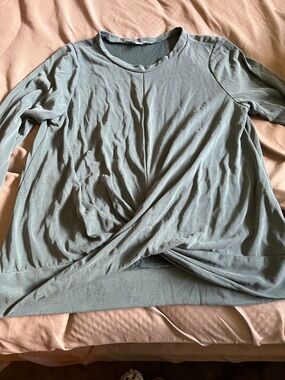 Green Envelope Sage Twist-Front Long Sleeve Top